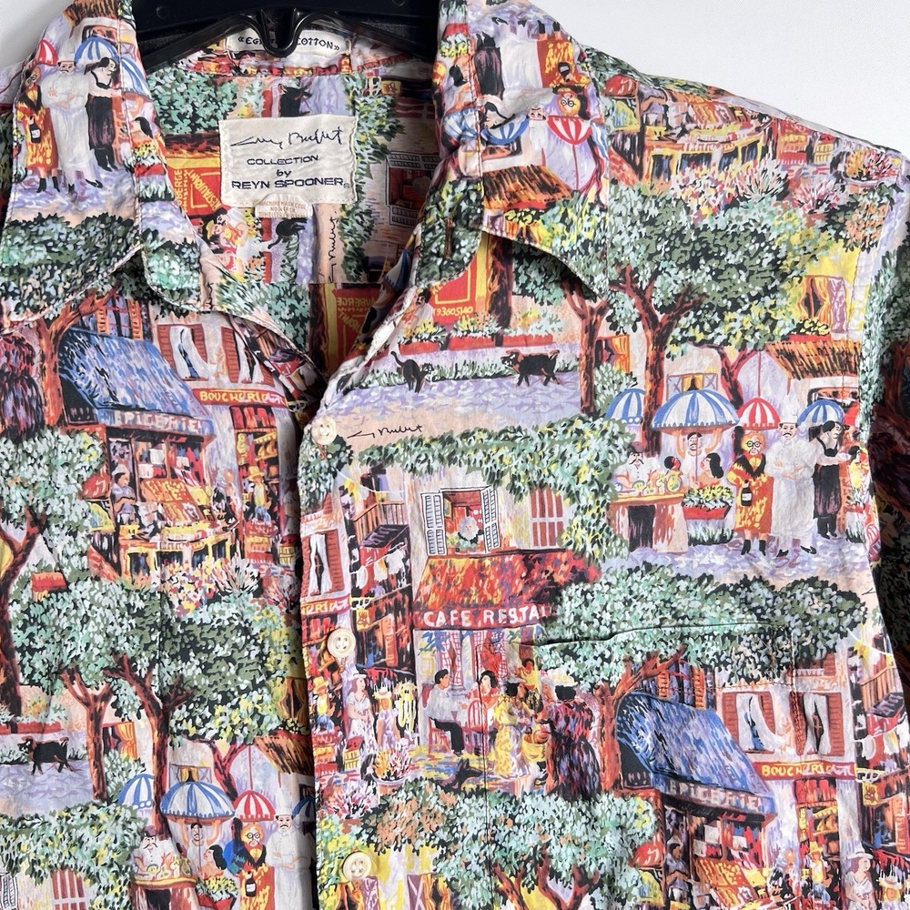 Vtg Reyn Spooner Emry Brackett Paris Scene Shirt Mens M Hawaii Egypt Cotton READ